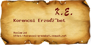 Korencsi Erzsébet névjegykártya