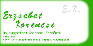 erzsebet korencsi business card