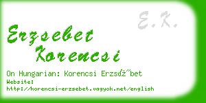 erzsebet korencsi business card